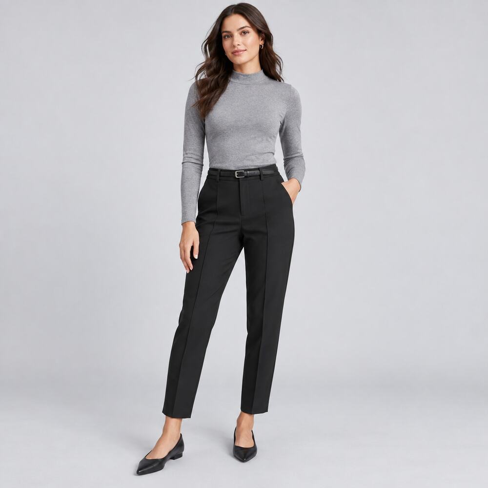 Madewell Fairbanks Pant WMNS 2 Black High Rise Straight Leg Pintuck Office Siren